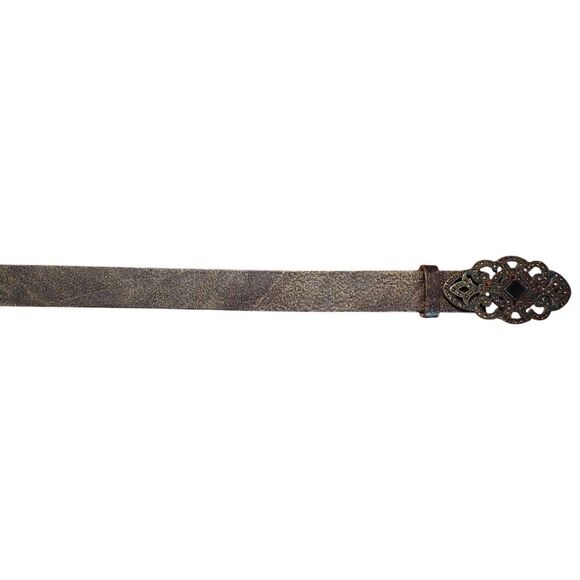 Streets Ahead Metallic Leather Belt with Ornate Buckle / Rhinestones, Medium main image 5